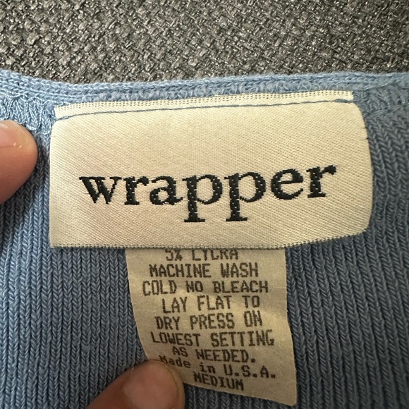 Wrapper Knitted Long Sleeve Crop Top - Blue (M) - Picture 4 of 4